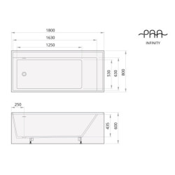 Vonia Paa Infinity 180x80cm, laisvai statoma
