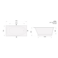 Vonia Paa Uno 150x75 cm, stačiakampė