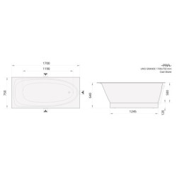 Vonia Paa Uno Grande 170x75 cm, stačiakampė