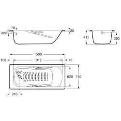 Vonia Roca Princess, su antislip, chromuotos rankenėlės