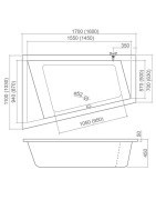 Kampinė asimetrinė vonia Roth Kubic A 160x103 cm, R