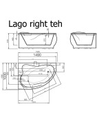 Vonia Vispool Lago 153x106cm, kampinė, dešinė