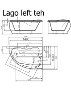 Vonia Vispool Lago 153x106cm, kampinė, kairė