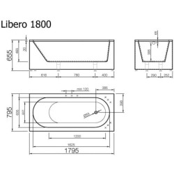 Vonia Vispool Libero 180x80cm, stačiakampė