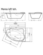 Vonia Vispool Marea 174x118cm, kampinė, kairė