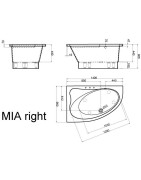 Vonia Vispool Mia 140x90 cm, kampinė, dešinė