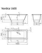Vonia Vispool Nordica 160x75 cm, stačiakampė
