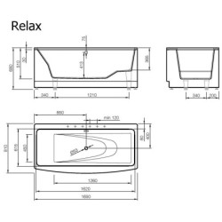 Vonia Vispool Relax 170x81cm, stačiakampė