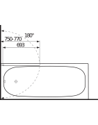 Vonios sienelė Jika Cubito Pure 75x140cm, 1 dalies, dešinė