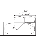 Vonios sienelė Jika Cubito Pure 115x140cm, 2 dalių, kairė