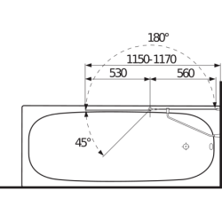 Vonios sienelė Jika Cubito Pure 115x140cm, 2 dalių, kairė