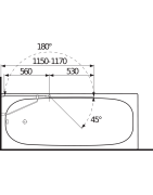 Vonios sienelė Jika Cubito Pure 115x140cm, 2 dalių, dešinė