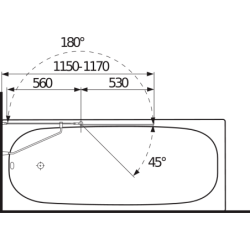 Vonios sienelė Jika Cubito Pure 115x140cm, 2 dalių, dešinė