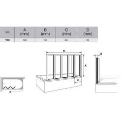 Sulankstoma vonios sienelė Ravak VS5, penkių dalių