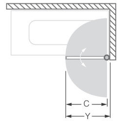 Vonios sienelė Roth TV1/800, sidabras, skaidrus stiklas
