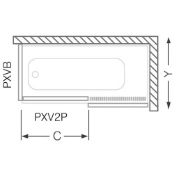 Šoninė sienelė Roth PXVB/750, brillant, skaidrus stiklas