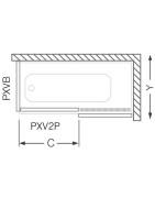 Šoninė sienelė Roth PXVB/700, brillant, skaidrus stiklas