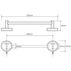 Rankšluosčių laikiklis Bemeta Omega, 655mm