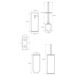 WC šepečio laikiklis Bemeta Omega, uždengiamas, juodas