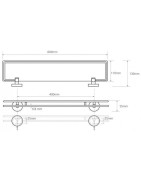 Lentynėlė Bemeta Omega 600mm, stiklinė, su borteliu