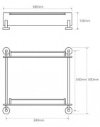Dviguba lentynėlė Bemeta Omega 400mm, stiklinė