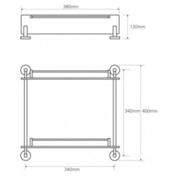 Dviguba lentynėlė Bemeta Omega 400mm, stiklinė