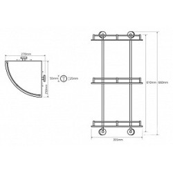 Triguba kampinė lentynėlė Bemeta Omega, stiklinė