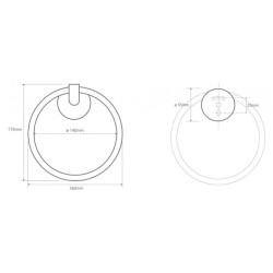 Žiedinė rankšluosčių pakaba Bemeta Omega, 160x170 mm