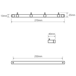 Pakaba Bemeta Omega, su 4 kabliukais, 270 mm
