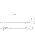 Lentynėlė Bemeta Dark 600mm, stiklinė