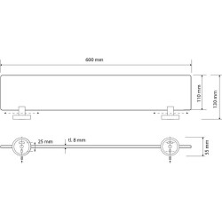 Lentynėlė Bemeta Dark 600mm, stiklinė