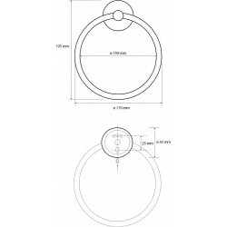 Žiedinė rankšluosčių pakaba Bemeta Dark, juodos spalvos