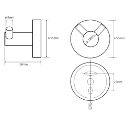Kabliukas Bemeta Neo, 55x55mm, dvigubas