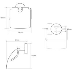 Tualetinio popieriaus laikiklis Bemeta Dark, su dangteliu