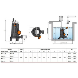Fekalinis siurblys su smulkintuvu Pedrollo TRITUS TRm 1.3