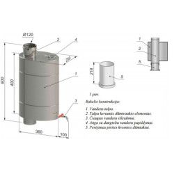 Vandens šildymo bakelis Kalvis pirties krosnelėms, 24L