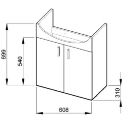 2 durelių spintelė Jika Lyra Plus, su 65cm praustuvu
