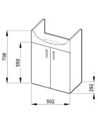 2 durelių spintelė Jika Lyra Plus, su 53cm praustuvu