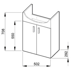 2 durelių spintelė Jika Lyra Plus, su 53cm praustuvu