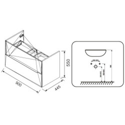 Praustuvo spintelė Oristo Opal 90cm, balta
