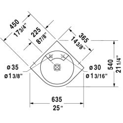 Praustuvas Duravit Architec, 635x540mm, kampinis