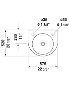 Praustuvas Duravit Architec, 575x520mm, skylė kairėje
