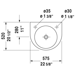 Praustuvas Duravit Architec, 575x520mm, skylė kairėje