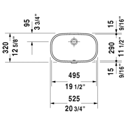 Įleidžiamas praustuvas Duravit D-Code, 525x320mm