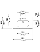 Praustuvas Duravit D-Code, 850x480mm, baldinis