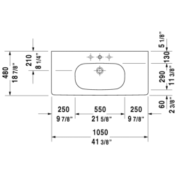 Praustuvas Duravit D-Code, 1050x480mm, baldinis