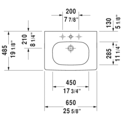 Praustuvas Duravit D-Code, 650x480mm, baldinis