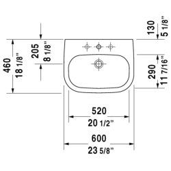 Praustuvas Duravit D-Code, 600x460mm