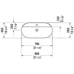 Praustuvas Duravit Luv, 800x400mm, dubens formos