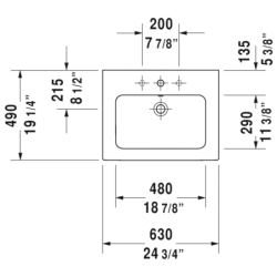 Praustuvas Duravit Me By Starck, 630x490mm, baldinis
